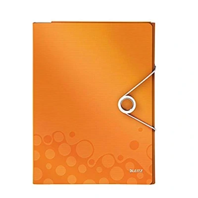 Image of Leitz Organiser File, Elastic Band Fastener, Metallic Orange, WOW Range, 46360044