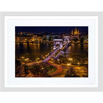 Image of Wee Blue Coo Cityscape Landmark Chain Bridge Budapest Framed Wall Art Print