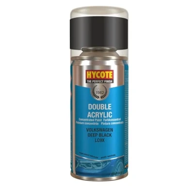 Image of Hycote Double Acrylic Aerosol Car Spray Paint, Volkswagen Deep Black, 150 ml