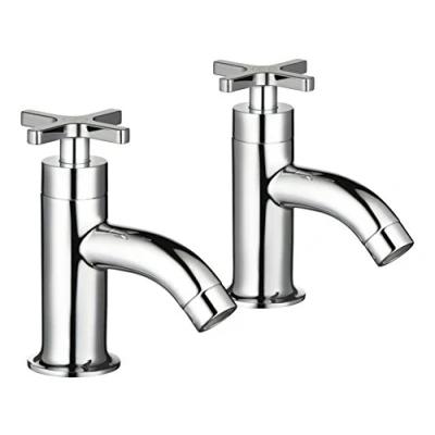 Image of Revive Bath Pillar Tap Chrome Bathroom Cross Head Taps 1 Pair 2.1819.003 Mira Showers