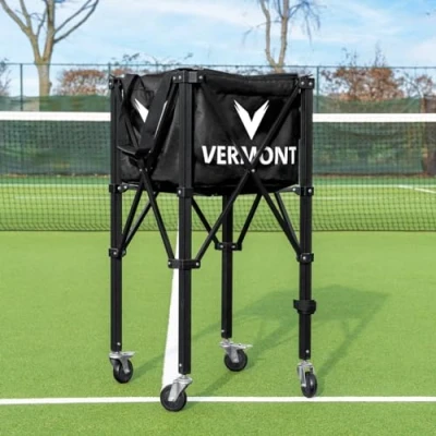 Image of FORZA VERMONT Pro Rolling Tennis Ball Basket Portable &amp; Efficient Storage [150 Capacity] Available in Black or Blue (Black)