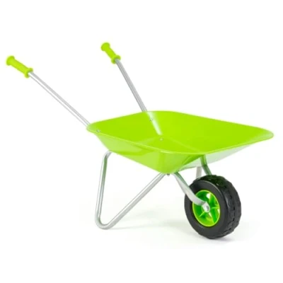 Image of Little Roots Kids Wheelbarrow, Gardening Toys, Metal Frame, Plastic Tray, and Rubber Handles for Educational Outdoor Play