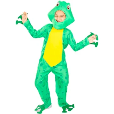 Image of Funidelia Frog Costume for boys &amp; girls Animals Costumes kids, accessory fancy dress props Halloween, carnival parties Size 5 6 years Green