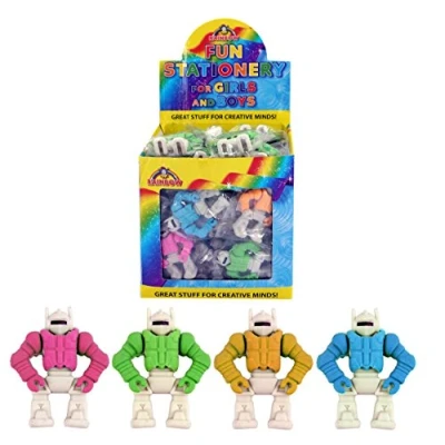 Image of 4 x Robots Shaped 3D Buildable Novelty Rubbers/Erasers