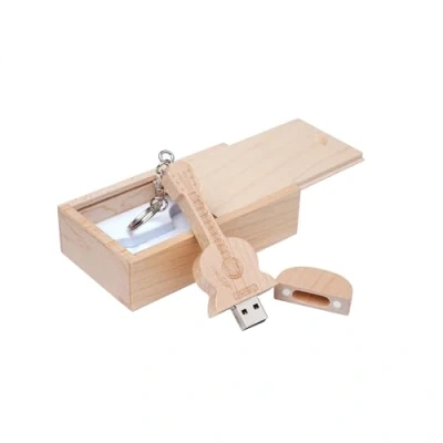 Image of Meiyuexiang Guitar Shaped Maple Wood Memory Stick USB Flash Drive in Box (2.0/16GB, Wood)