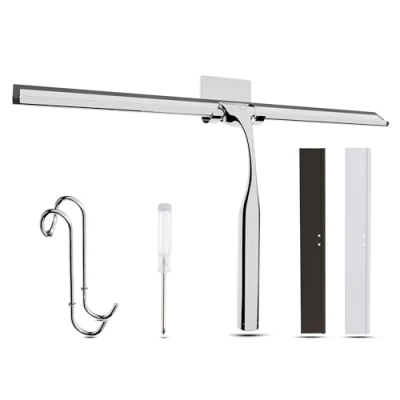 Image of Wunset 30 cm Shower Squeegee, Large Silver Window Squeegee 6 Pieces Set Including 2 Replacement Silicone Lips, Cleaner for Doors and Various Smooth Surfaces (30 cm, Silver)