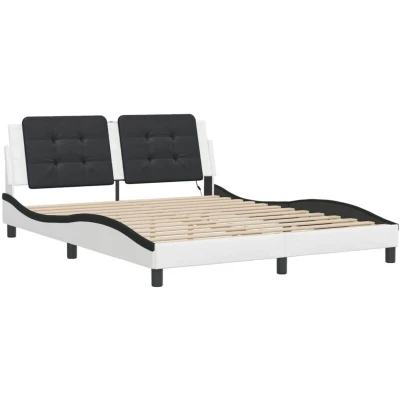Image of vidaXL Bed Frame with LED without Mattress &quot;Zadar&quot; White and Black 160x200 cm