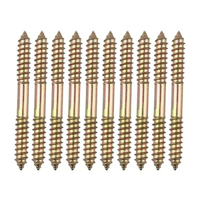 Image of HALJIA 10Pcs M8 x 80mm Double Head Ended Wood to Screws Self tapping Thread Bolts for Furniture Fixing Dowel