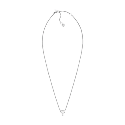 Image of Skagen Necklace for Women Sea Glass White Chain Necklace, Length: 406mm+51mm, Width: 9.3mm, Height: 9.4mm, SKJ1712040