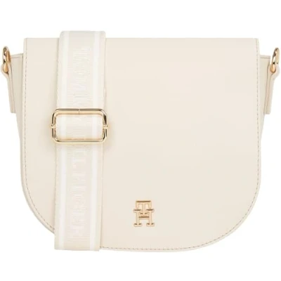 Image of Tommy Hilfiger Logotape Saddle BAG Across body bag, Women&#039;s, Size: One Size, Beige