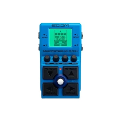 Image of Zoom MS 70CDR+ MultiStomp guitar multi effects pedal for reverb and modulation 149 different effects, chorus, delay, reverb, phaser, flanger, tremolo, vibrato many more, blue