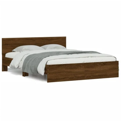Image of vidaXL Bed Frame with LED without Mattress Brown Oak 160x200 cm