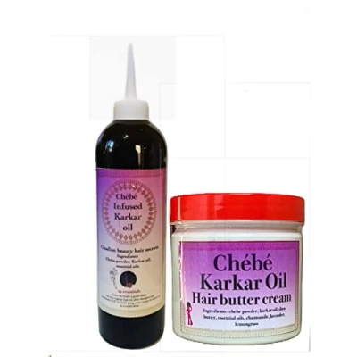 Image of chebe Karkar hair oil, butter, butter oil DUO, reduce shedding, dryness, retain new growth, smooth mix, no bits