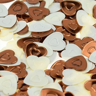 Image of Metallic Brown &amp; Ivory Mixed Hearts Confetti 14g Bag (XMCC05)