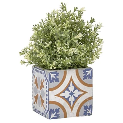 Image of Esschert Design AC176 Concrete Portugese Tile Flower Pot