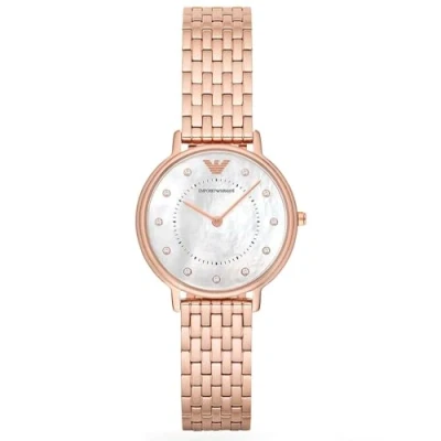 Image of Emporio Armani Watch for Women, Two Hand Movement, 32 mm Rose Gold Stainless Steel Case with a Strap, AR11006