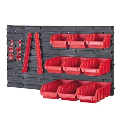Image of Faithfull FAIPAN12KIT Wall Mounted Organiser Storage Rack 22 Pieces, Including 9 Removable Bins