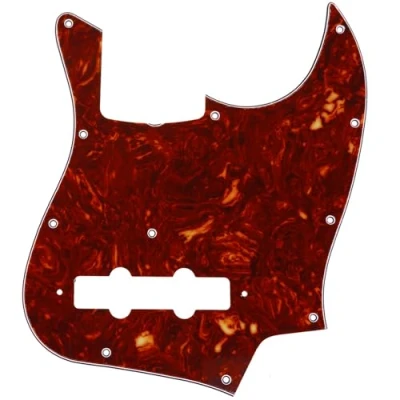 Image of Musiclily Pro 11 Hole J Bass Pickguard for JPN Fender Japan 4 String Jazz Bass, 4Ply Vintage Tortoise