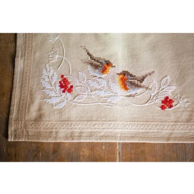Image of Vervaco Table Runner Cross Stitch Set Outlined, Cotton, Multicoloured, 40 x 100 cm