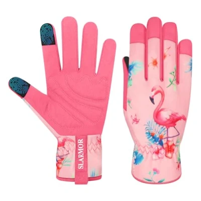 Image of Gardening Gloves for Women,Ladies with Touchscreen Finger,Gardening Gauntlets Women,Microfiber Leather Women Yard, Garden, Cleaning, Camping, Landscaping