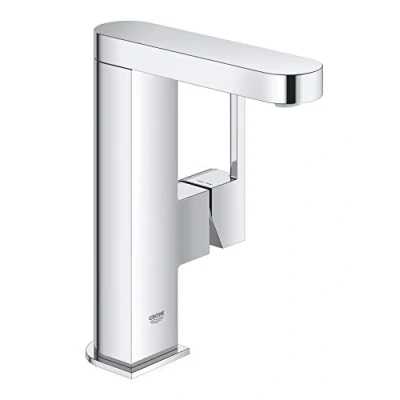 Image of GROHE Plus Single Lever Basin Mixer, M Size, Swivel Spout, Push Open Waste Set. Water Saving Tap in Chrome Finish. 23872003