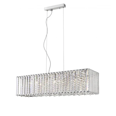 Image of Diore 7 Light Crystal Oblong Bar Chrome