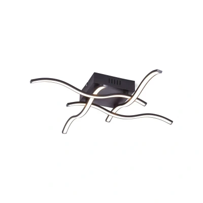 Image of Wave Integrated LED Semi Flush Ceiling Light Black 4x 4.5W 3000K