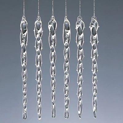 Image of Widdle Gifts Glass Christmas Tree Decoration (6 Clear Twisted Icicles 1333)