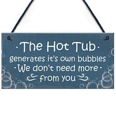 Image of RED OCEAN Funny Novelty Hot Tub Sign Garden Plaque Home Decor Hanging Shed Door Friendship Gifts