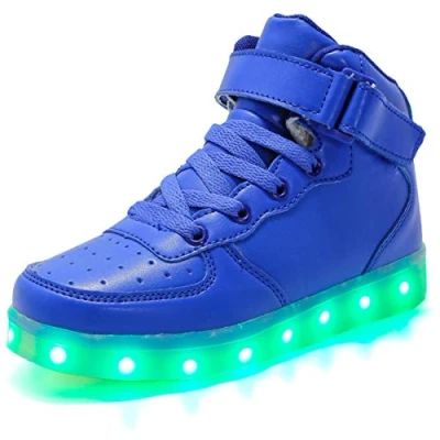 Image of Unisex Women Men LED Light up Shoes7 Colors Flashing Trainers High top USB Charging Sneakers for Boys and Girls,Kids Energy Lights (Blue, 5.5)