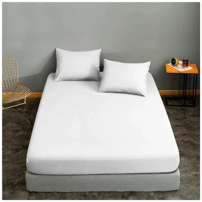 Image of 100% Cotton Single Fitted Sheet, 400 Thread Count Long Staple Bed Sheets 193x91 cm, (40 cm) Deep Pocket Egyptian Sheets, White Bedding