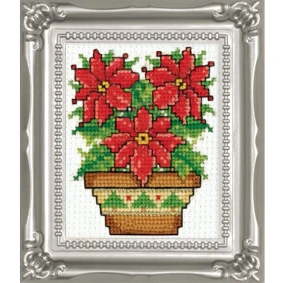 Image of Tobin Poinsettias Ornament Counted Cross Stitch Kit, 2 Inch x 3
