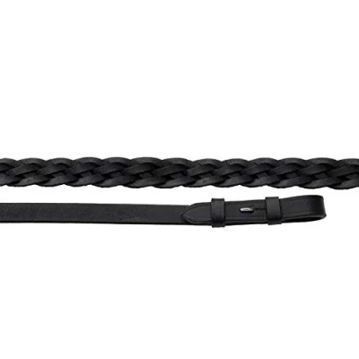 Image of Windsor Equestrian Leather Plaited Reins Horse Riding Havana Brown