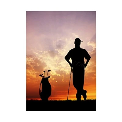 Image of Wee Blue Coo Sport Mock Photo Golf Golfer Silhouette Sunset Wall Art Print