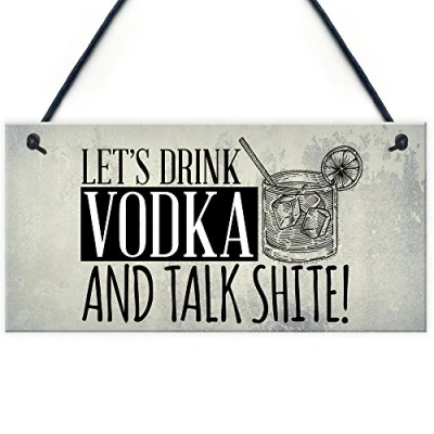 Image of RED OCEAN Lets Drink Vodka Funny Alcohol Gift Man Cave Home Bar Hanging Wall Door Plaque Pub Sign