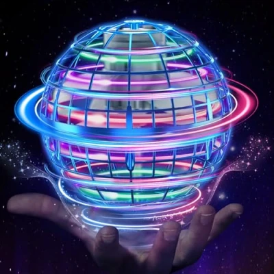Image of ETPlanet Flying Orb Ball Toys, Hover Pro Spinner Toy, Globe Orbi Magic UFO Smart Boomerang Hand Controlled Mini Drone RGB Cool Stuff for 6 7 8 9 10+ Kids Boys Girls Outdoor Indoor (Blue)