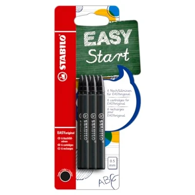 Image of Ergonomic Rollerball STABILO EASYoriginal Refills Pack of 6 Black