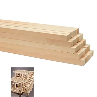 Image of TSKDKIT 30 Pcs Wood Square Dowel Rods Basswood Carving Blocks Whittling Unfinished Model Sticks Pieces for Craft DIY(25 x 1 1cm)