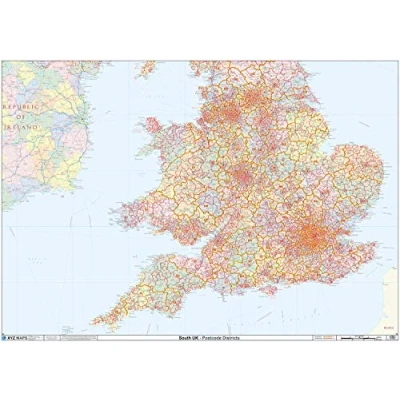 Image of England &amp; Wales Postcode District Wall Map Paper