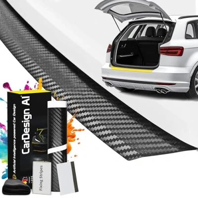 Image of Boot Sill Protector suitable for Audi Q5 FY 2017 2026 &amp; SQ5 (5 Door, SUV): Car Rear Bumper Paint Protection Film and Anti Scratch Set Offroad, Dog, Loading (Carbon Black)