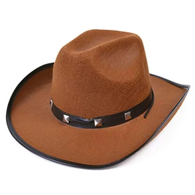 Image of Bristol Novelty BH367B Felt Cowboy Studded Hat, Unisex Adult, Brown, One Size