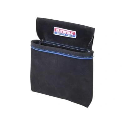 Image of Faithfull Black Suede Single Nail Pouch for Tool Belt