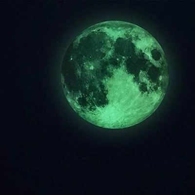 Image of Alnicov Luminous Moon Wall Sticker 11.8in Glow in The Dark Decor,Perfect Ceiling Decor for Bedroom Living Room Birthday Green