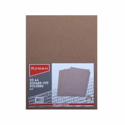 Image of Ryman Square Cut Folders A4 Pack of 25 Buff