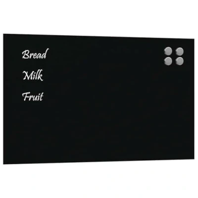 Image of vidaxl Wall Mounted Magnetic Board Black Tempered Glass 100x60 cm Organized Dry Erase Writing Panel
