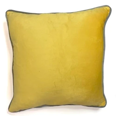 Image of Rapport home Piped Velvet Square Reversible Cushion Cover 43 x 43cm Ochre and Silver