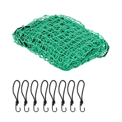 Image of Relaxdays Net, 2 x 3 m, with 8 Hooks, Corner Markings, Rubber Cord, Trailer Load Securing, Green