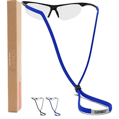 Image of Gerneo® Original Reliable Sports Glasses Strap Made of Fabric Waterproof &amp; Secure Grip for Glasses, Sunglasses Reading 1x Black Blue