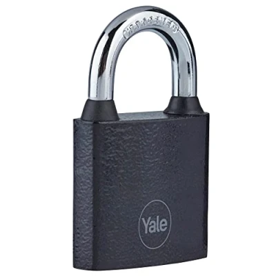 Image of Yale Y111B/32/116/1 Standard Security Iron Padlock 32mm Black Hardened Steel Shackle Indoor use
