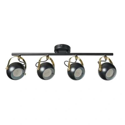 Image of LITECRAFT Eyeball Spotlight Bar Adjustable GU10 4 Arm Black, Satin Brass